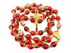 Nazareth Store Saint Benedict Red Rosary Beads Catholic Necklace with Mystery Miraculous Rosary No Gemstones Flower, Beads, Medal, Locket, Cross,