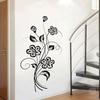 1PC Beautiful Atmosphere Black Flower Sticker Beautifying Decoration Bedroom, Living Room, Home Wall Waterproof Self Adhesive St
