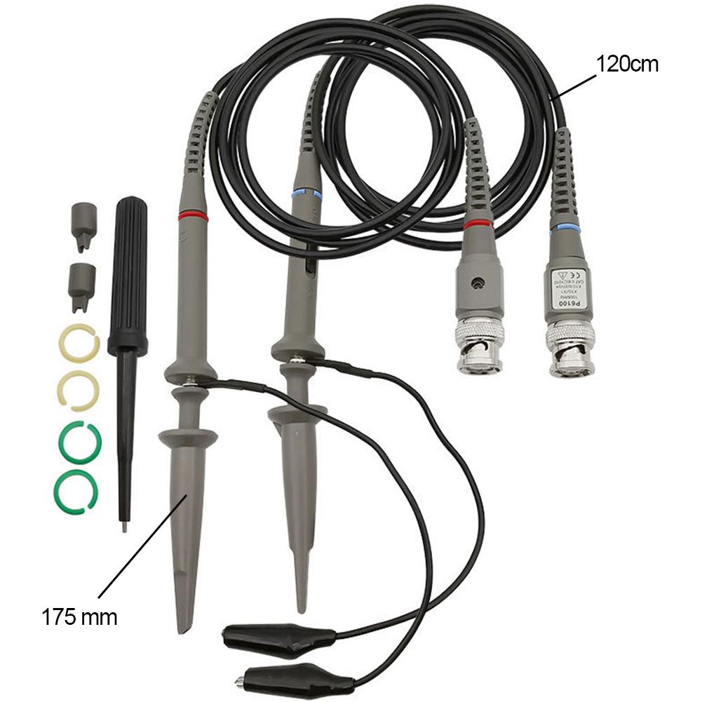P6100 BNC Oscilloscope Probe Kit 2 Pack Minigrabber Test Lead Kit Clamp Probe Test Wire for Oscilloscope Parts Accessories