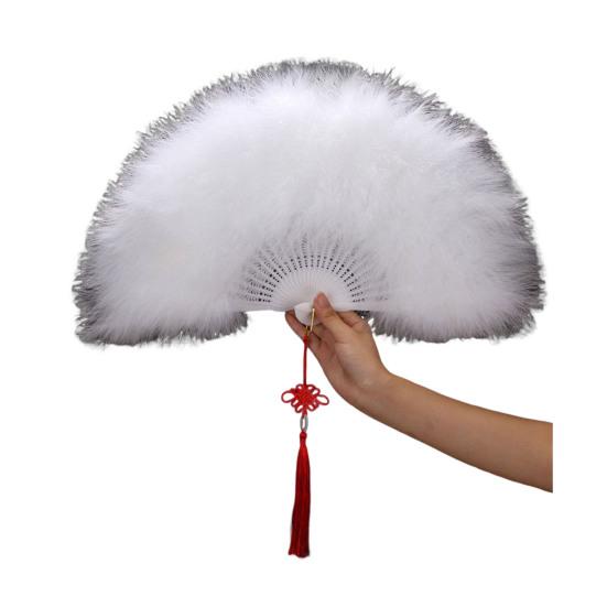 Винтажный складной веер из перьев, ручной веер для свадебной вечеринки, переносной летний веер, украшение для танцевального представления, аксессуары для вечеринок