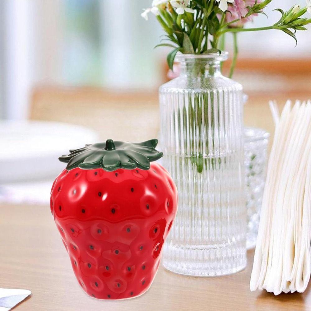 Strawberry Shaped Ceramic Tea Caddies Creative Coffee Container Tea Jar home Ornaments