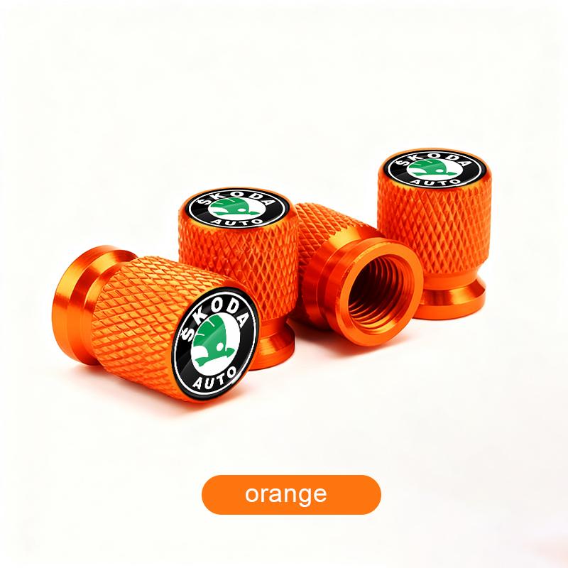HRQB8 Car Tire Valve Stems Cap Aluminum Tyre Wheel Stem Air Valve Cover Airdust For Skoda Octavia Fabia Kamiq Kapoq Rapid SCALA Superb