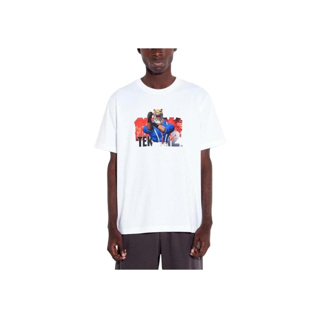 Uniqlo Мужская футболка с принтом персонажа King из коллаборации X Tekken SS24, с круглым вырезом, короткий рукав, белая 470743-00