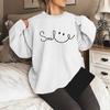 Women's Geometric Smiley Face Crew Neck Pullover Sweatshirt, Sizes S-3XL