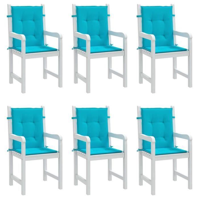 VidaXL Low Back Chair Cushions 6 Pcs Turquoise Fabric 361339