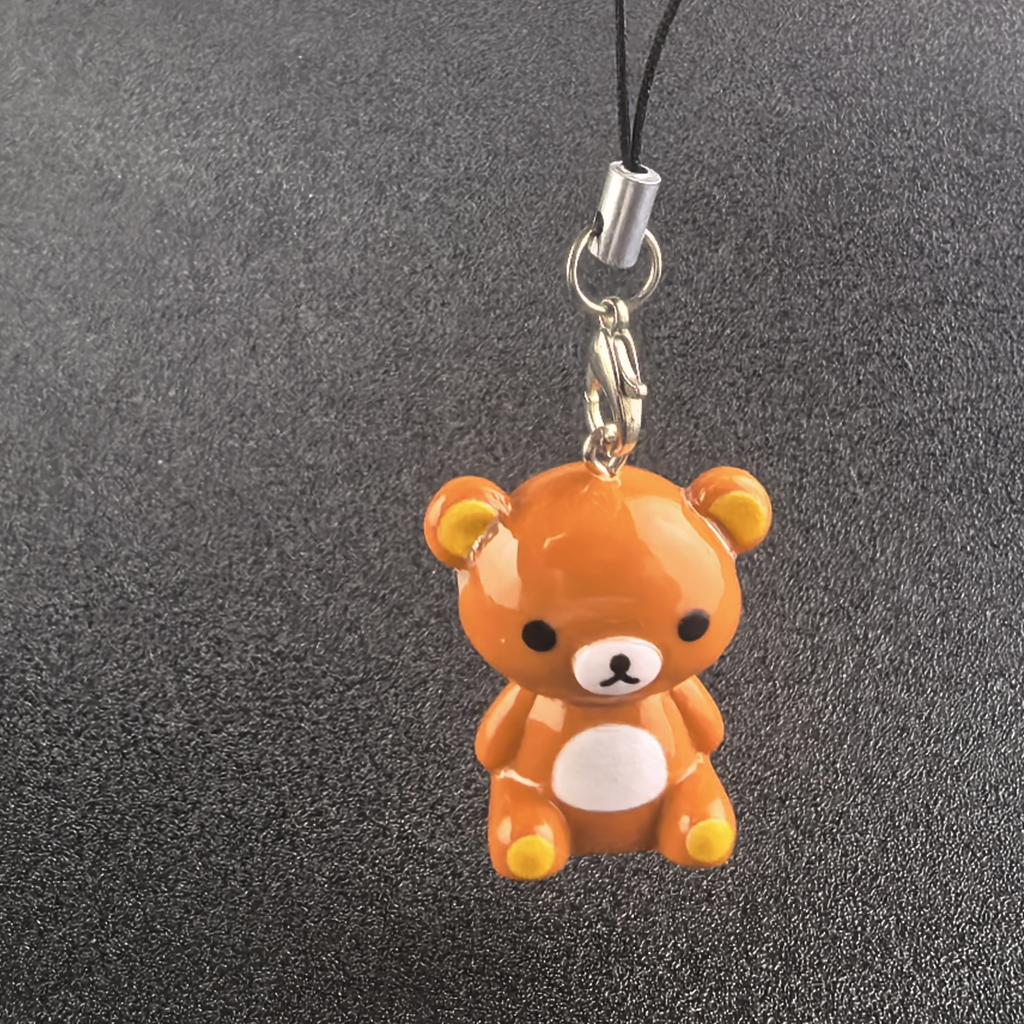Kawaii Rilakkuma Easy Bear Phone Rope Chain Keyrings Lazybear Doll Keychains Bag Key Pendants Gift