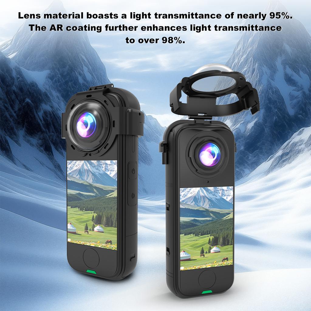 Для Insta360 X4 Защитная крышка объектива спортивной камеры Защитная крышка Защита объектива из оптического стекла Съемная Защита от царапин Крышка камеры