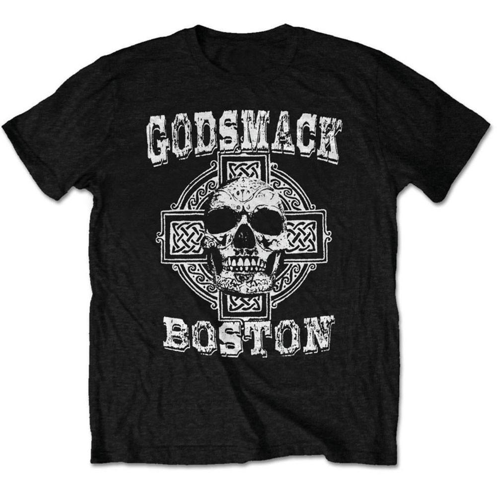 Men's Godsmack Boston Skull Slim Fit T-shirt Medium Black