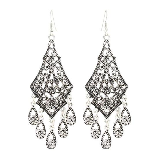 1 пара женских винтажных резных кисточек с кисточками, полые серьги с цветочным принтом в форме капли воды в богемном стиле