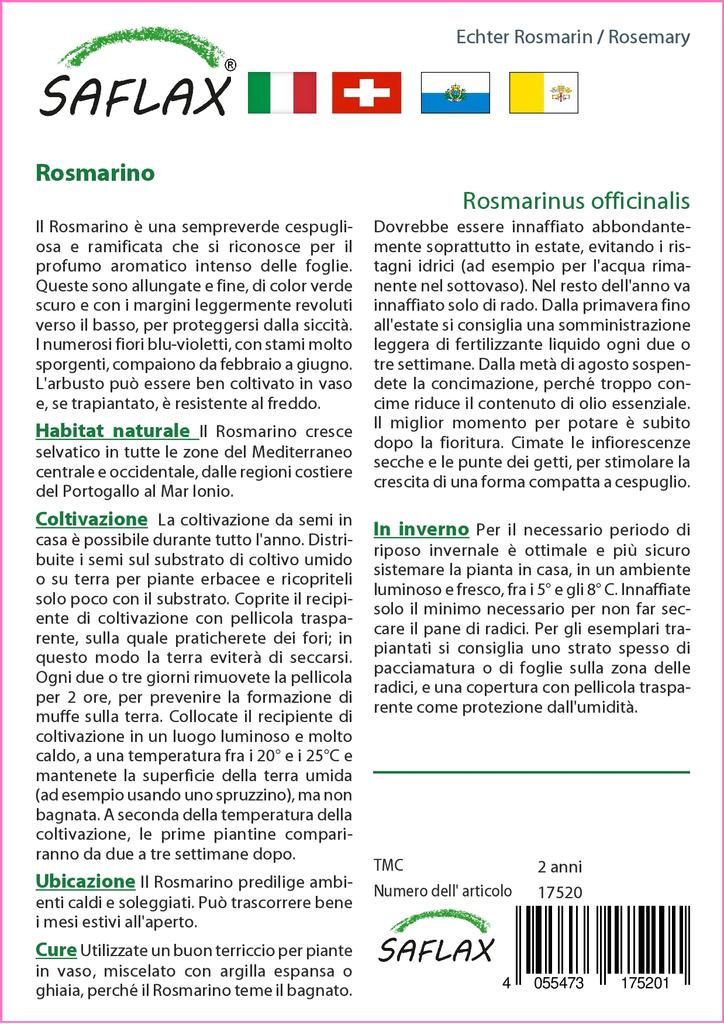 SAFLAX Garden in the Bag - Розмарин - 100 семян - С субстратом в подходящем пакете-стойке - Rosmarinus officinalis