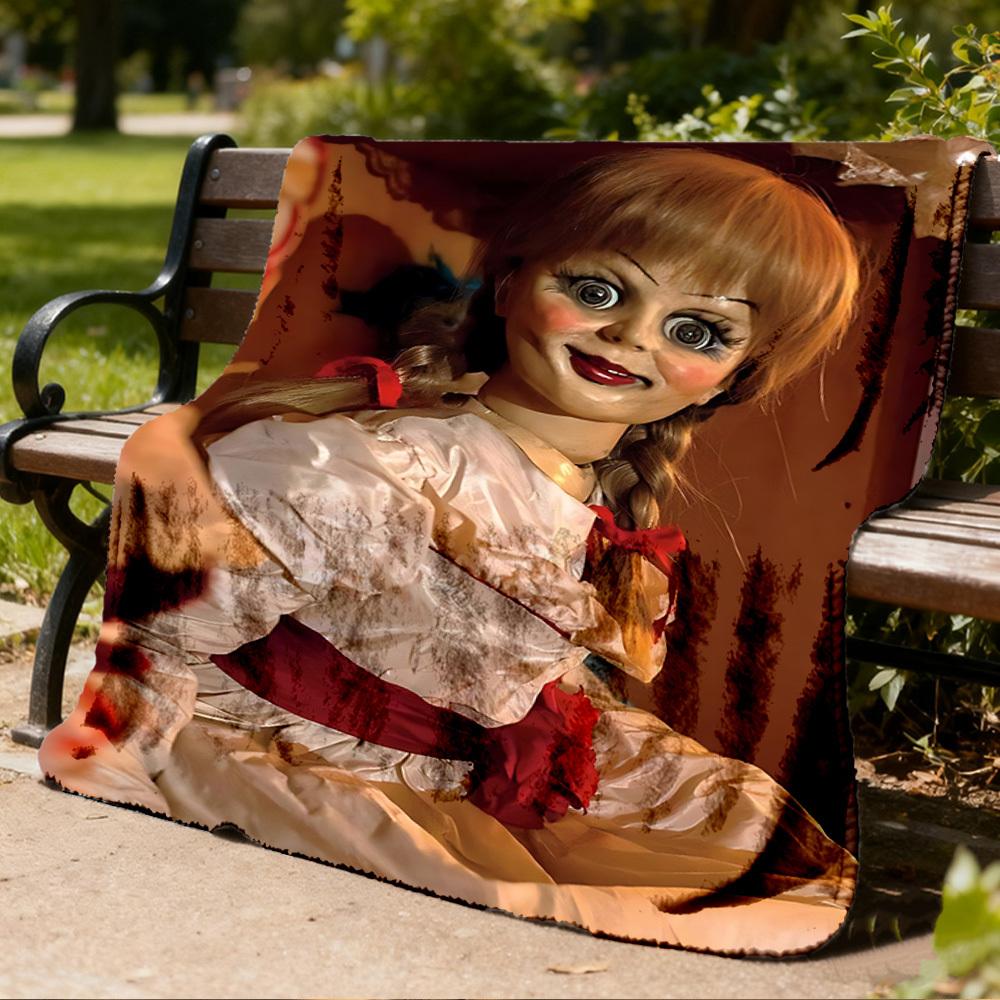 1 шт. кукла Аннабель, Хэллоуинский наружный фланелевый плед, легкий, теплый, уютный, для путешествий, кемпинга, офиса, мягкая полиэстеровая ткань