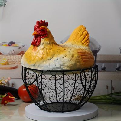 Креативная корзина для хранения в виде курицы, железная, для дома, кухни, фруктов, закусок, яиц, декор.