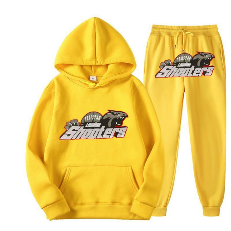 Mens Hooded Streetwear Tracksuit Set - Black Red Tiger Print Long Sleeve Top Jogger Pants Thick Casual Outfit