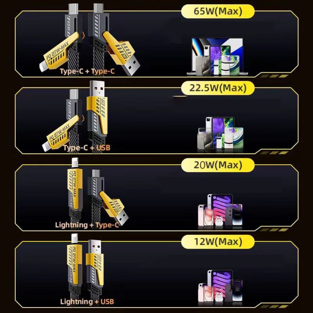 Четыре в одном кабель для быстрой передачи данных, удлинительный кабель для быстрой зарядки для iPhone/Samsung/Xiaomi