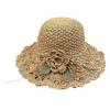 Пляжная шляпа, женская шляпа от солнца с цветочным узором ручной работы и широкими полями, защита от ультрафиолета, складная вязаная крючком соломенная кепка для летних пляжных путешествий