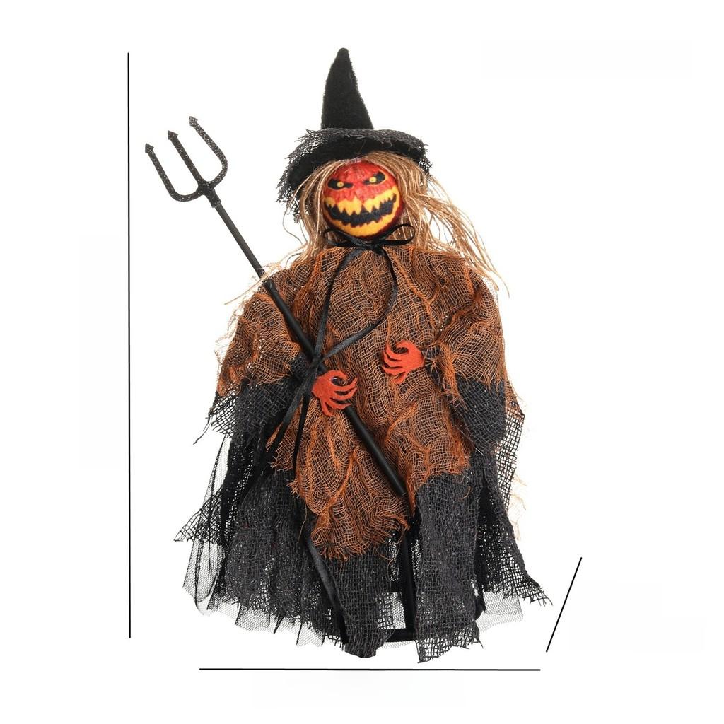 Halloween Pumpkin Ghost Decor Figurine With Plush And Plastic Material For Party Table Centerpiece