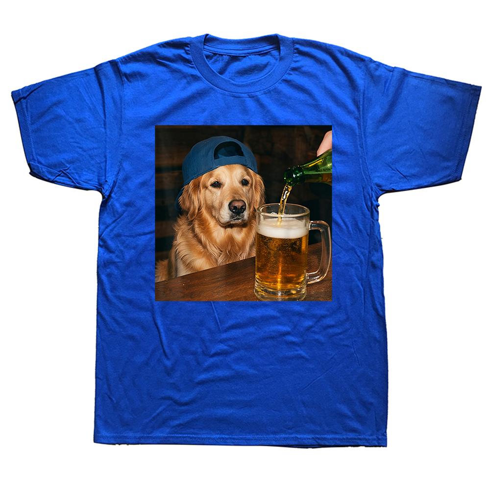 Golden Retriever Drinking Beer Funny Dog meme T-shirts Men Women's Fashion Casual Tshirt Loose Oversized Streetwear T Shirt
