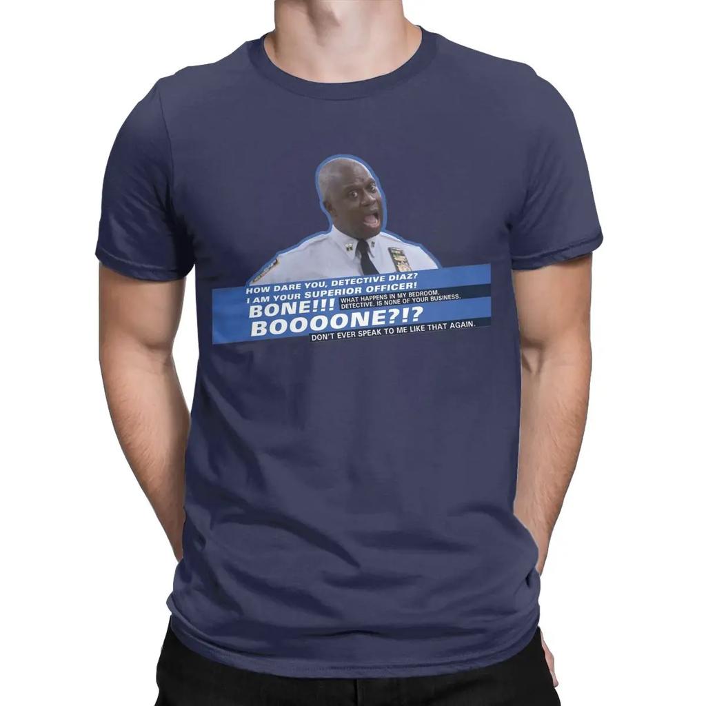 Vintage Brooklyn Nine Nine BONE T-Shirts for Men O Neck 100% Cotton T Shirts Captain Holt Short Sleeve Tees Printed Tops