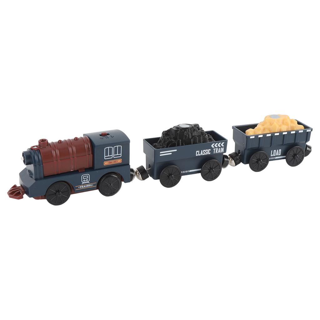 3pcs Toddler Train Set Toy Retro Electric Train Playset Classic Blue Small Train Toy for Kids