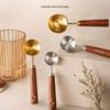 Rust Proof Coffee Measuring Spoons 304 Stainless Steel with Natural Wood Handle for Home Kitchen Brewing Baking
