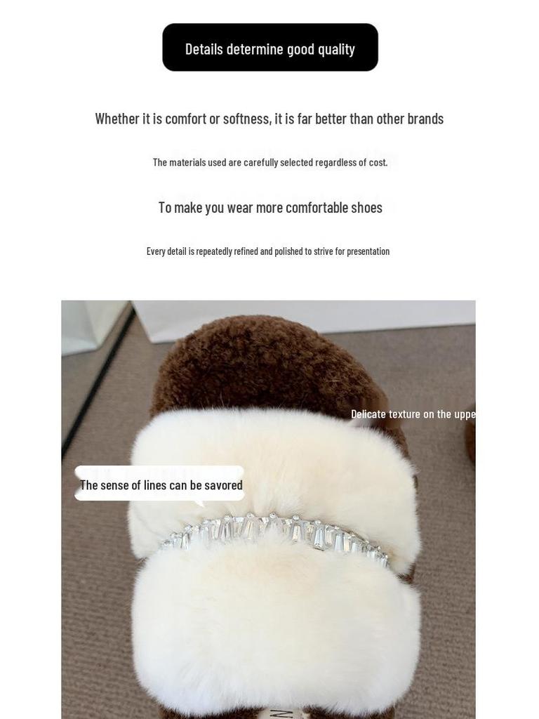 Women's Fuzzy Slippers: New 2025 Thick-Soled, Height-Enhancing, Plus Velvet Cotton for Autumn/Winter