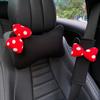 New Breathable Ice Silk Car Neck Pillow Cute Cartoon Red Dot Bow Universal Auto Seat Headrest Waist Support Car Accessories