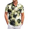 Men's Casual Loose Fit Hawaiian Print Short Sleeve Shirt Button Down Beach Vacation Shirt Lightweight Breathable Summer Top