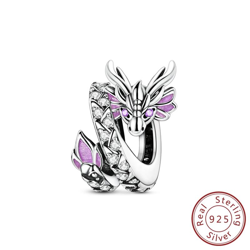 Медные Шармы Бусины Милые Шармы-Хамелеоны в форме Огненного Дракона Подходят для Оригинальных Подвесок Браслет Сделай Сам Женские Ювелирные Изделия Подарок