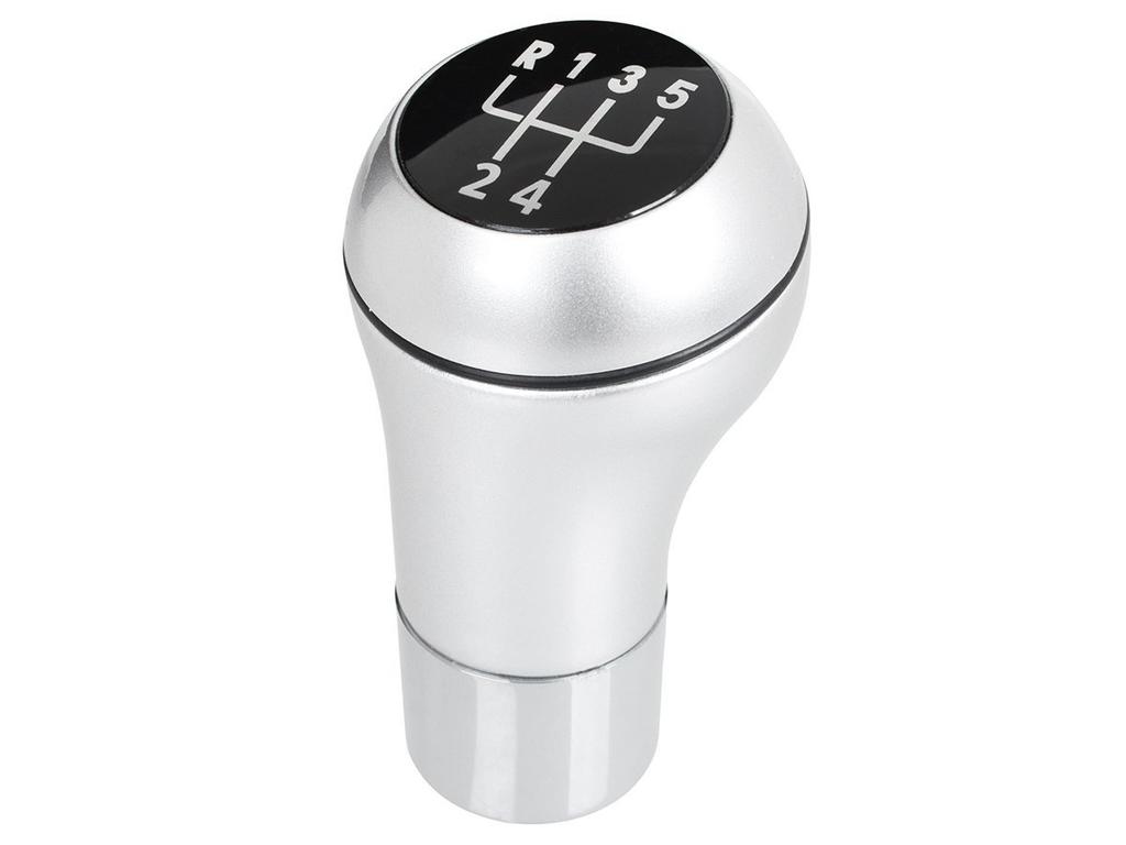 BMW E39 E46 E53 E60 E61 E81 E82 E83 E85 E87 E90 E91 E92 E93 Gear Shift Knob, Silver & Chrome, 5-Speed