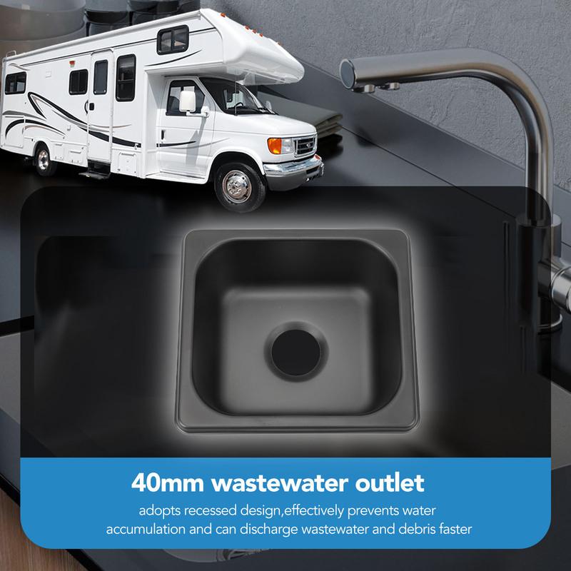 176×162×65mm RV Sink 304 Stainless Steel Black Electroplated Drop in Bar Sink for Boat RV Bathroom Sink Stainless Steel Sink