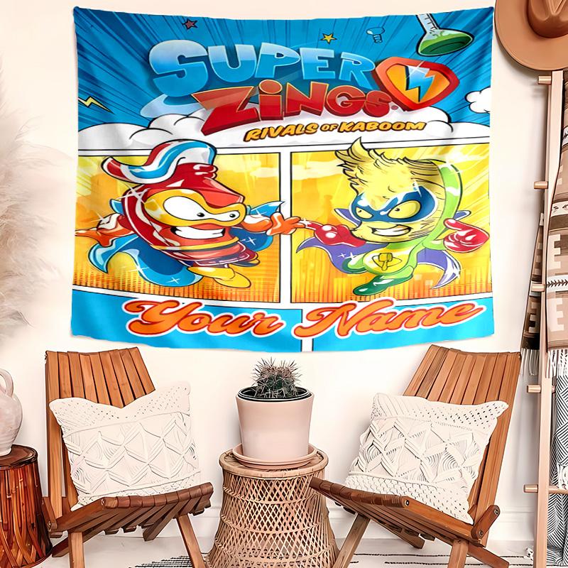 Personalized SuperZings Background Tapestry,Custom Name Birthday Party,Multifunctional Wall Decoration for Home Decor,Various Occasions