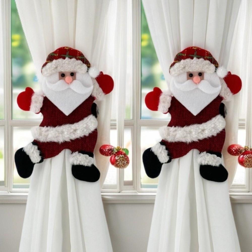 Deer Christmas Curtain Tiebacks Santa Claus Xmas Curtain Buckle Curtain Clips Window Treatment