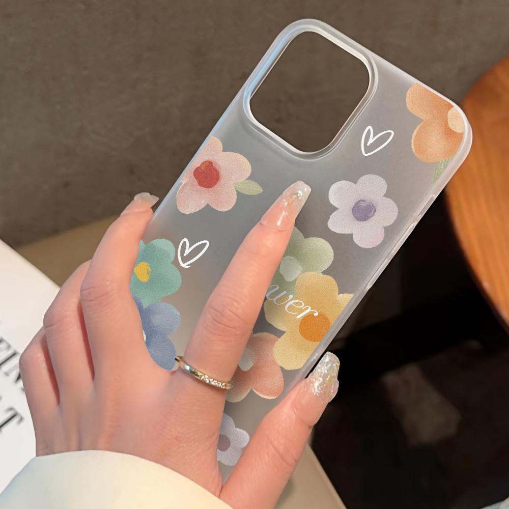 Чехлы для мобильных телефонов iPhone 11 13 15 Pro Max 12 14 Pro Max Чехол для iPhone 16 15 Plus 13 Pro 12 Матовая текстура с рисунком в виде мультяшных цветов
