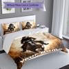 3PC Custom Name Horse Freedom Spirit Bedding Set Duvet Cover Closure Includes 1 Duvet Cover & 2 Pillowcases for Bedroom
