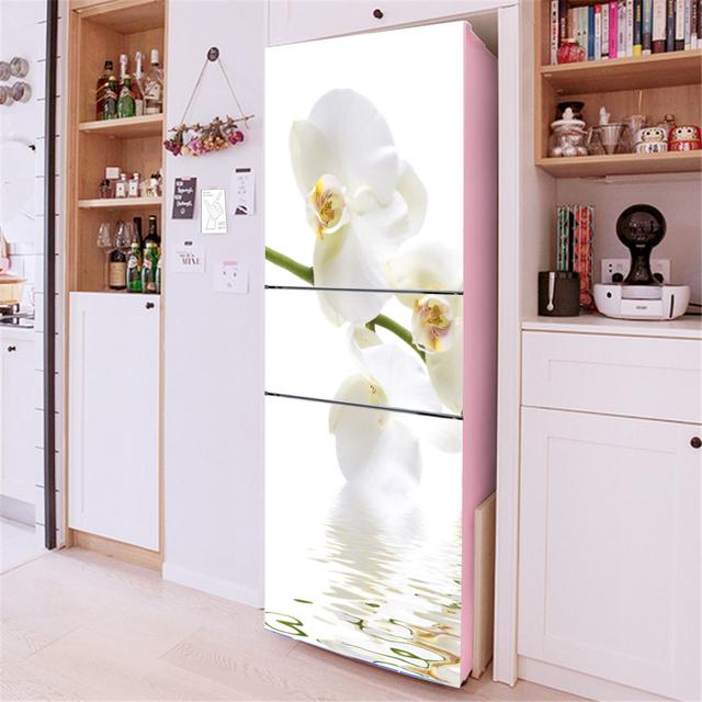 3D Flowers Self Adhesive Refrigerator Wrap Freezer Sticker Art Fridge Door Cover Wallpaper Relief Flower Kitchen Accessories