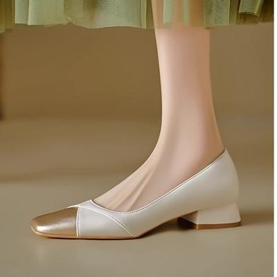 Версия из овчины~ Французский квадратный носок, светлый вырез, толстый каблук, одинарная обувь женская, новая 2025, ретро-темперамент, низкий каблук, для работы