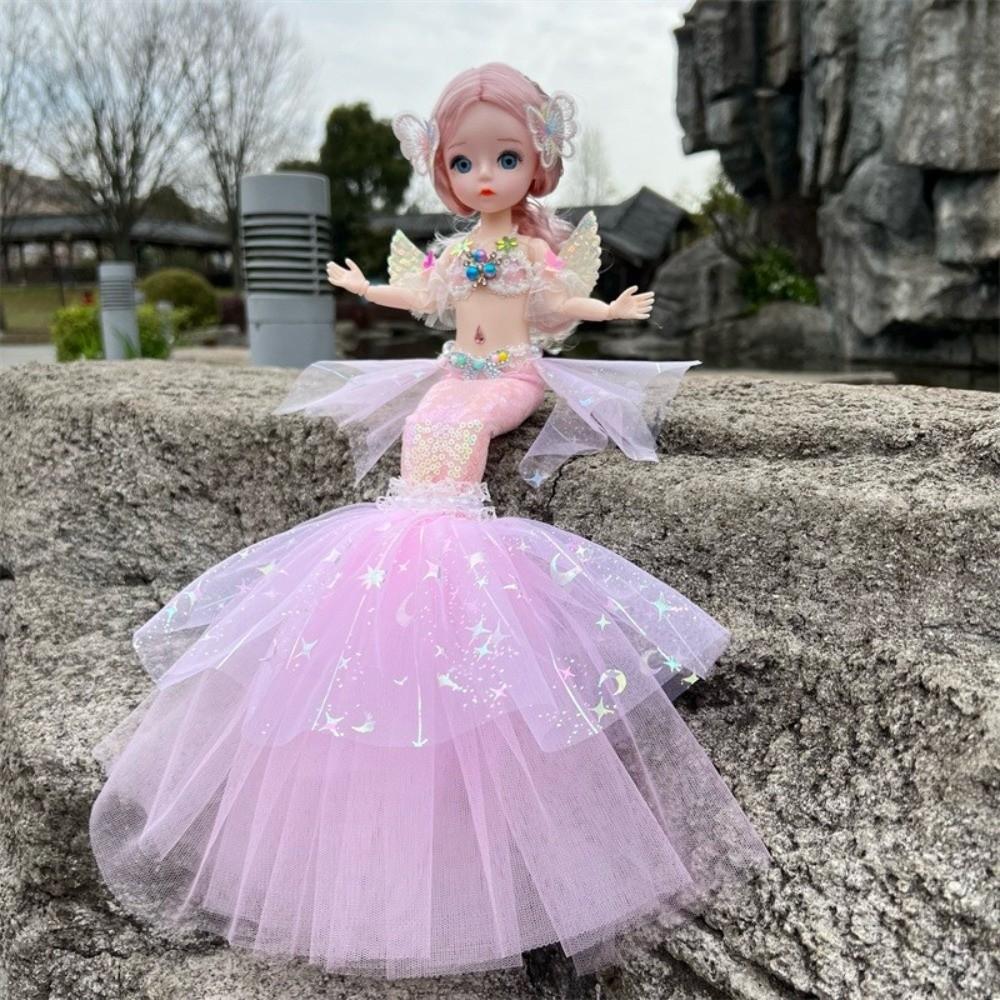 Sparkly Sequin Mermaid Princess Doll Tulle Skirt Pretend Play Toy Mermaid Tail Doll For Kids