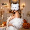 Halloween Beast Girl Outfit Plush Fox Cosplay Mask, Fluffy Tail, Costumes Props, Fuzzy Furry Tail Mask for Costume Party Anime Convention And