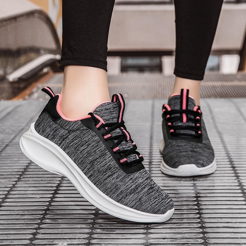 New Women Casual Sports Thick Soled Lace Up Mesh Fabric Running Non Slip Tennis Comfortable Jogging Women's Shoes Tenis De Moda