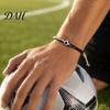Unisex Street Style Accessory Sports Themed Braided Bracelet, Adjustable Hand Woven Rope Wristband with Bracelet Ball Charms, Trendy Wrist Strap