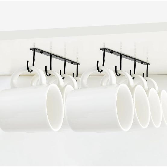 Mkono Under Cabinet Mug Hanger Set of 3 Metal Mug Hooks Coffee Cup Holder with 12 Hooks Simple Coffee Mug Organizer for Cabinet Shelf Modern Mug
