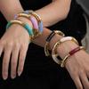 Pinkdudu Acrylic Curved Tube Bangle Arc Design Multicolor Retro Simple Bracelet for Women PD2508
