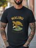 Футболка Malibu Поймай волну Графика с черепахой для серфинга Ретро Пляжная Унисекс Футболка