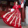 Весеннее сценическое китайское танцевальное платье Hanfu, женский костюм для танцевальной вечеринки, юбки с вышивкой и перекрестным воротником, до половины талии