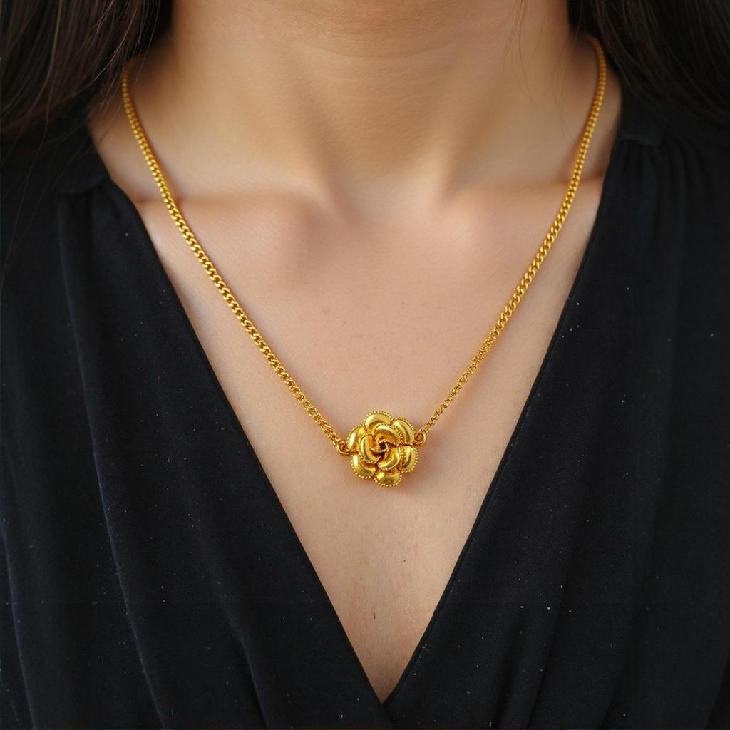 Комплект браслета и ожерелья «Роза» с золотым покрытием - Двухслойный, Модный Дизайн Высокого Класса