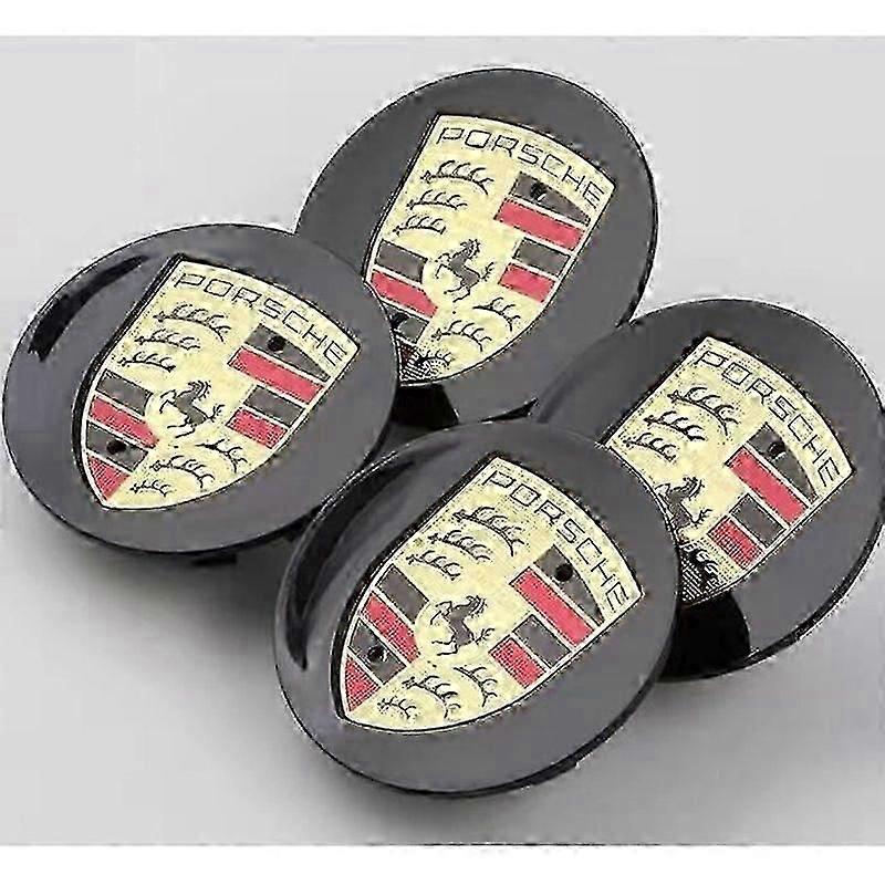 4 X Porsche Wheel Center Hub Cap Black Curved 76mm Logo colorGOOD