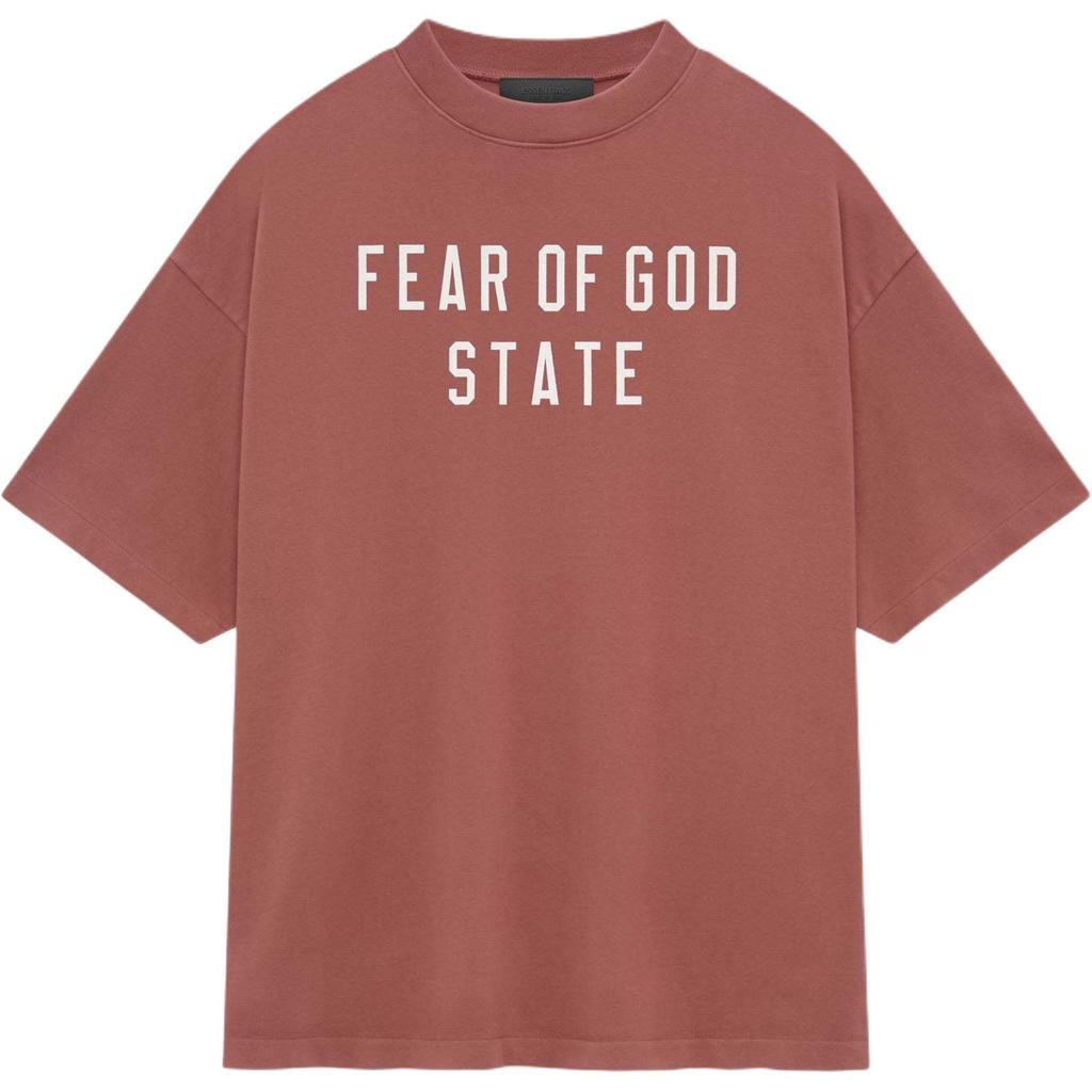 Fear of God Essentials Тяжелая футболка с круглым вырезом Малиновая Мужские Топы Красный 125BT242006F