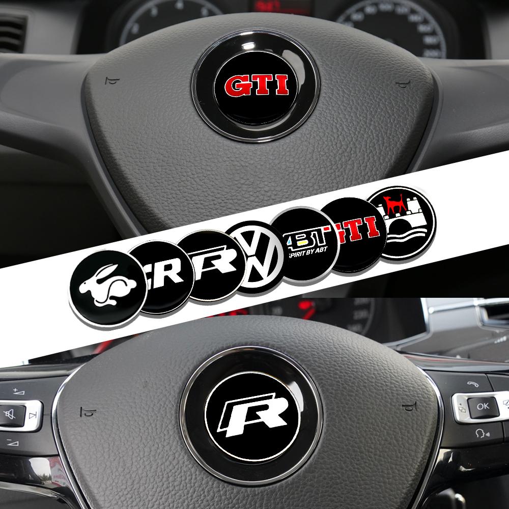 45mm/50mm Car Aluminum Badge Steering Wheel Logo Trim Sticker for Volkswagen VW B6 Rline GTI R Bora CC Touareg Passat Polo Golf QE8