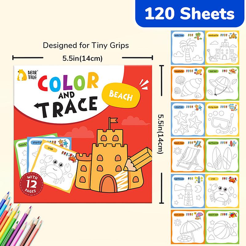 10 Book Set, Children'S Coloring Book To Enhance Cognitive Thinking, Including 10 Cartoon Themes For Boys And Girls