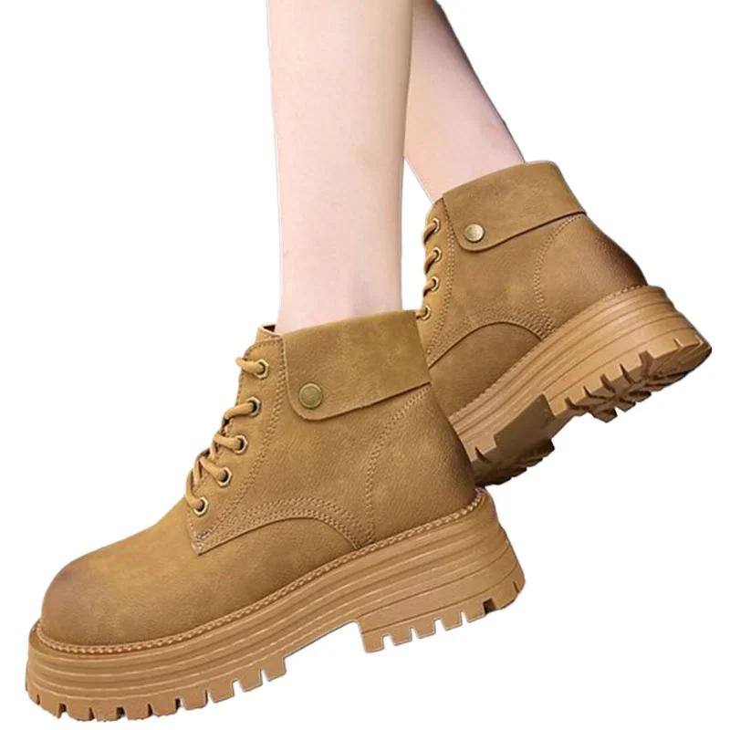 SyfIyno 2024 New Plus Plush and Thin Styles Boots Women Chunky Boots Ladies Shoes Khaki Yellow Black Boots Women Barefoot Shoes